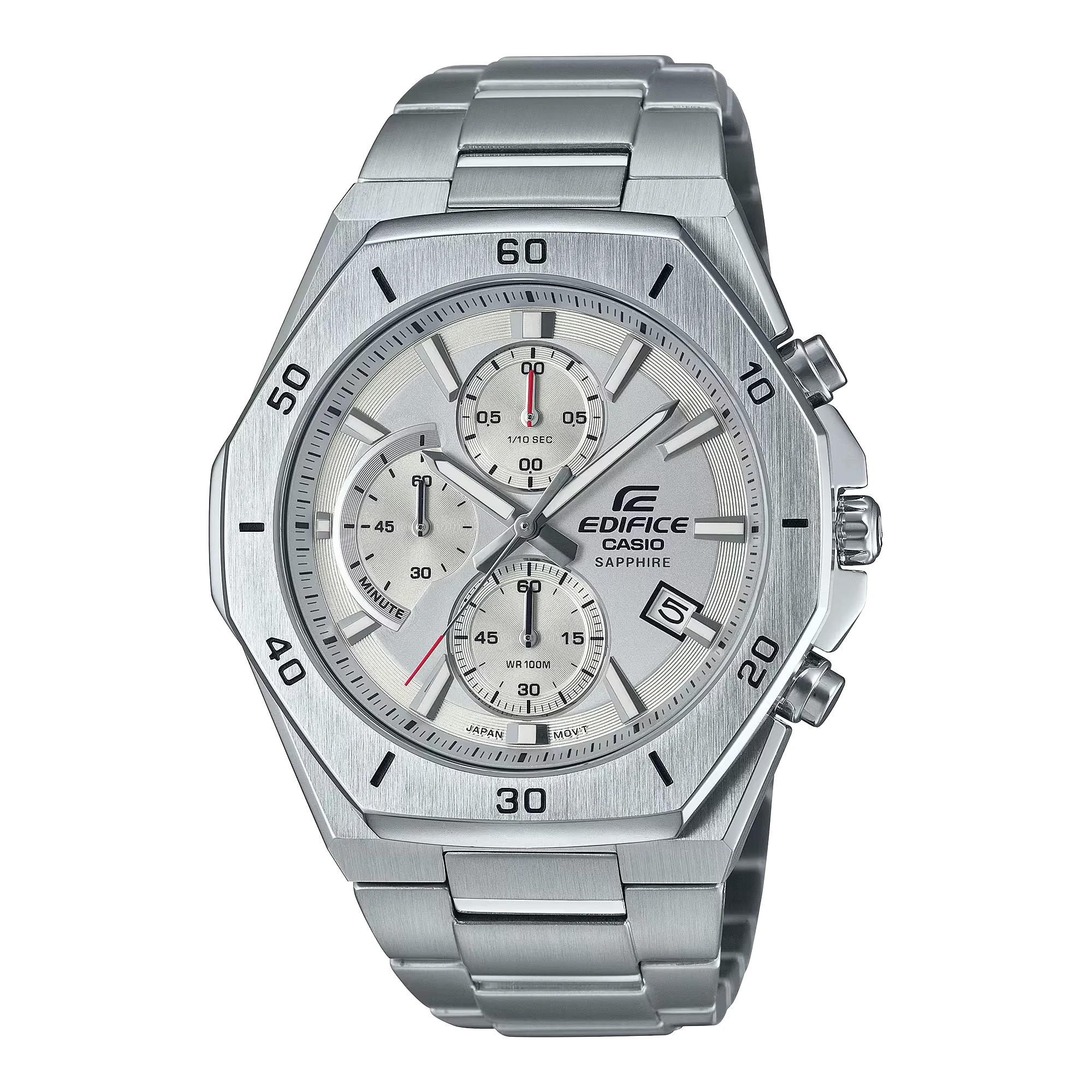 Casio Edifice EFB-680D-7AVUDF with white dial and angular steel case