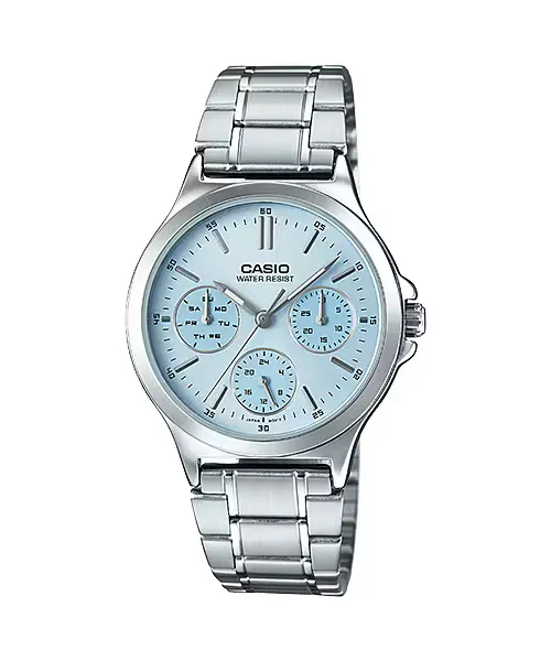 Casio LTP-V300D-2A with blue dial and day, date and 24-hour subdials