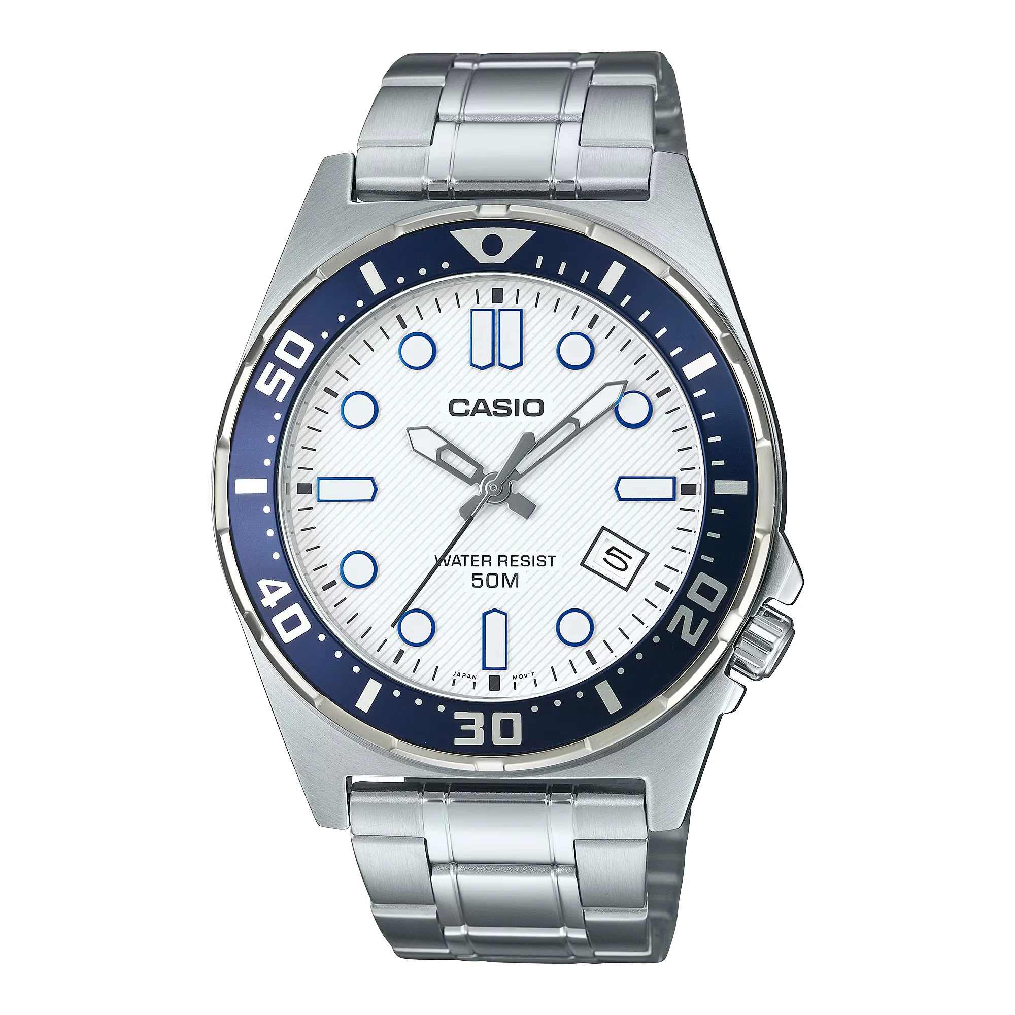Casio Enticer A2379 White Dial Blue Bezel