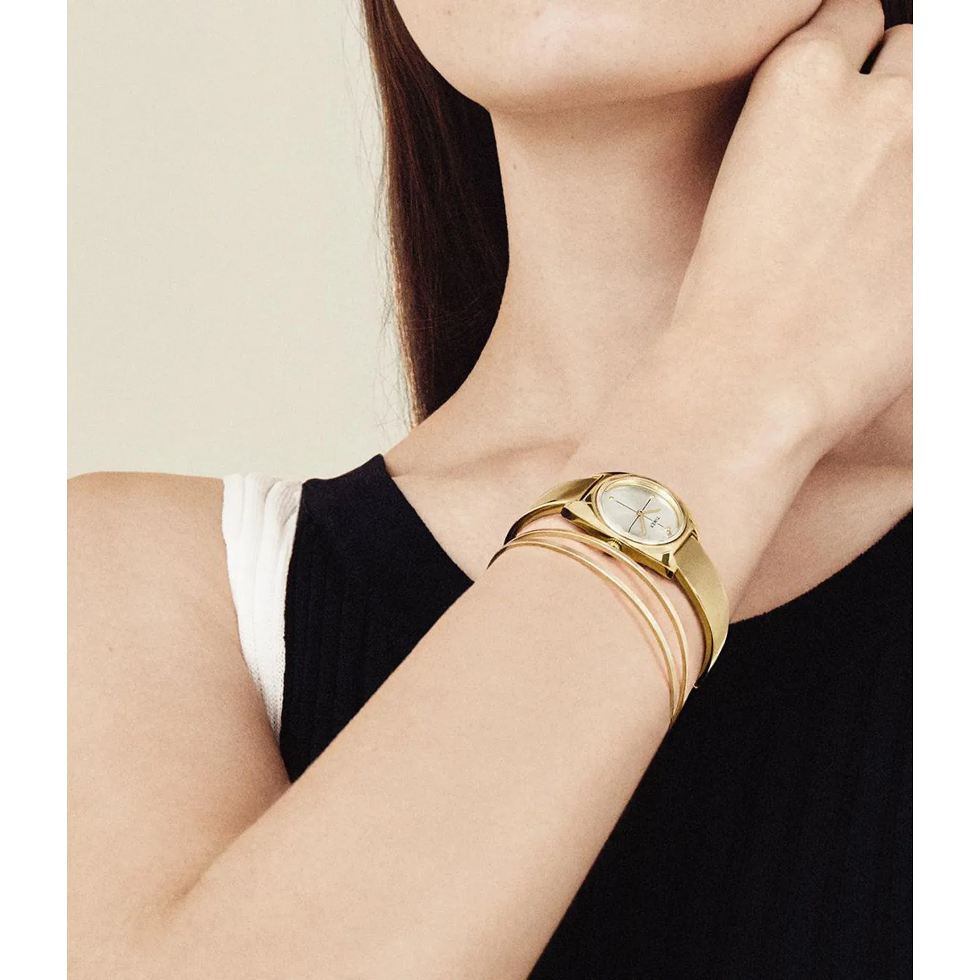 Timex Milano TW2R70000UJ with gold-tone tonneau case and bracelet