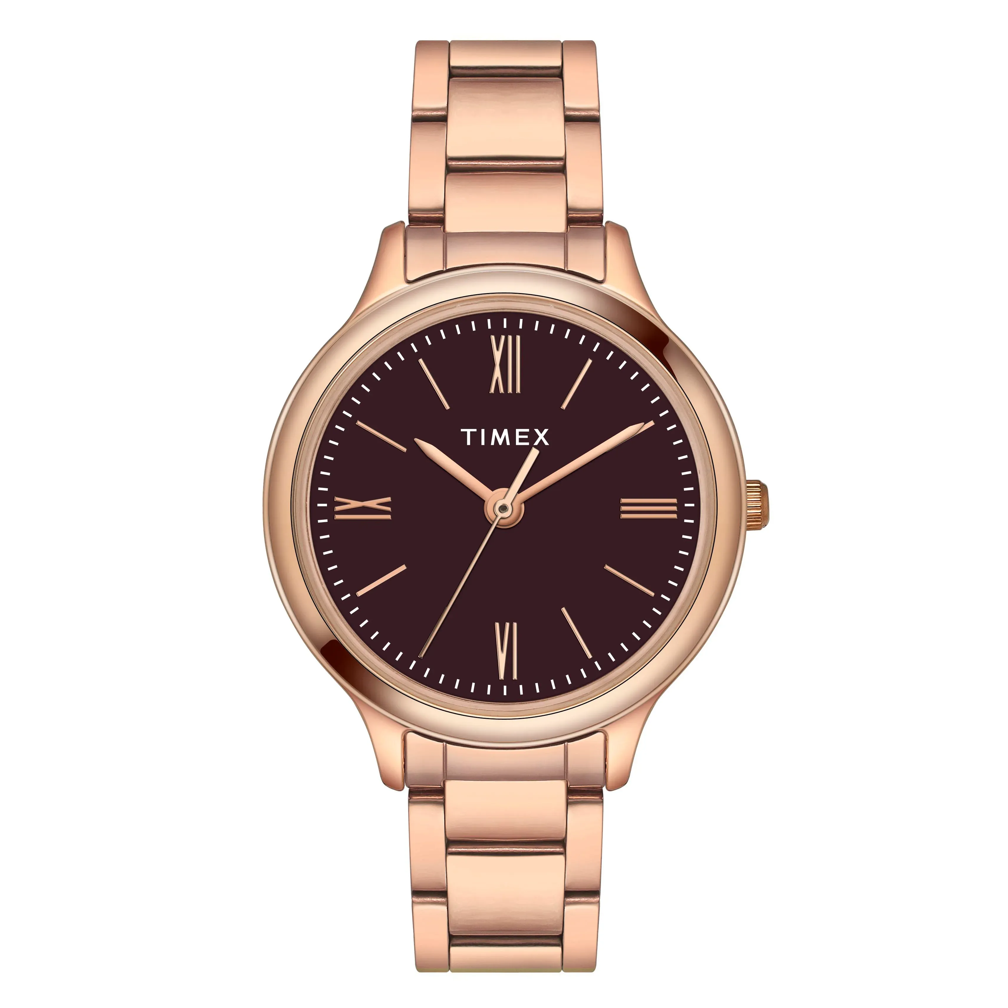 Timex TWTL121SMU02 with burgundy dial and rose-gold-tone bracelet