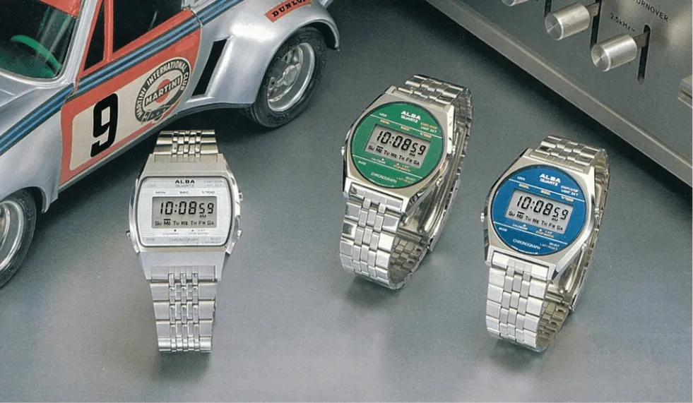 ALBA digital watches from Seiko heritage material marking the brand's 1979 origins