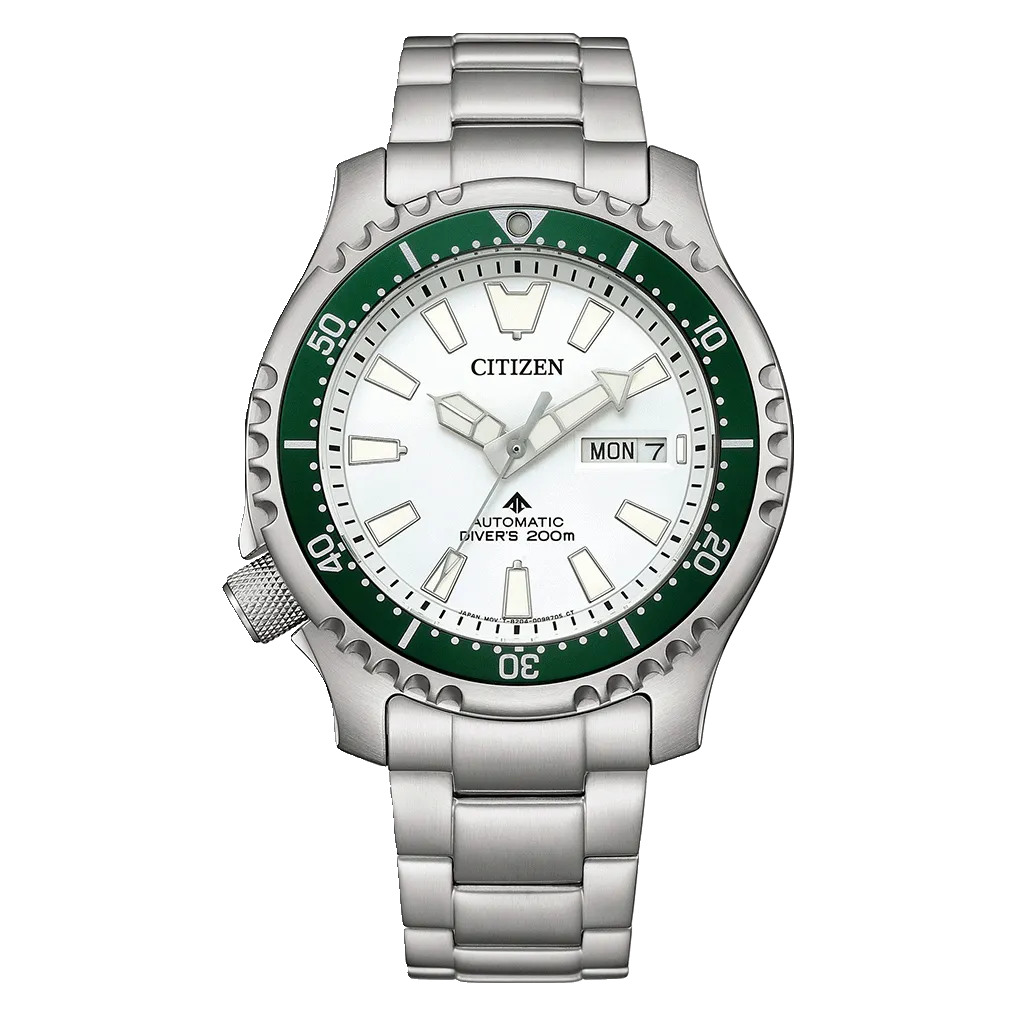 Citizen Fugu NY0168-64A White Dial Green Bezel